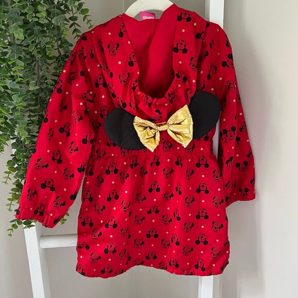 Disney Minnie Mouse Red Polka Dot Rain Jacket Hooded with Ears Girl’s size 5 - Picture 6 of 13